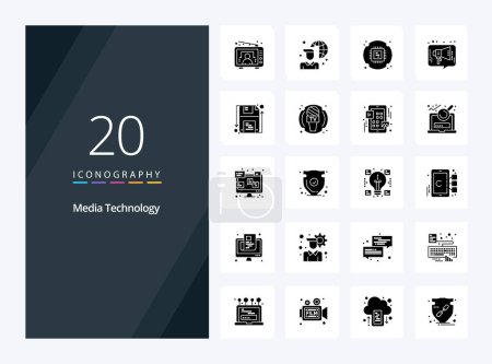 Ilustración de 20 Tecnología de medios Glifo sólido icono para la presentación - Imagen libre de derechos