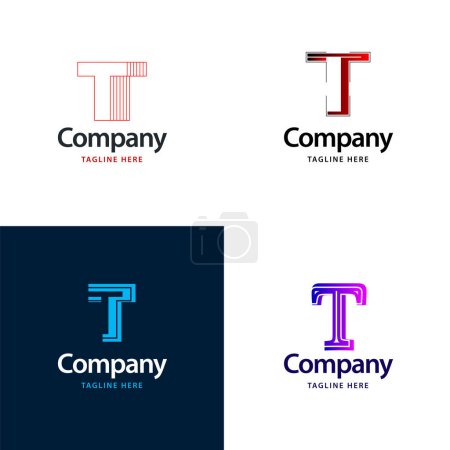 Téléchargez les illustrations : Lettre T Big Logo Pack Design Creative Design de logos modernes pour votre entreprise - en licence libre de droit