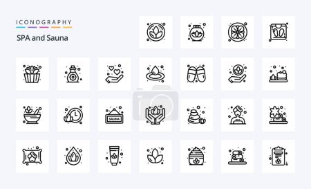 Illustration for 25 Sauna Line icon pack - Royalty Free Image