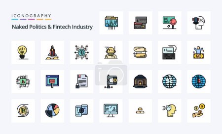 Illustration for 25 Naked Politics And Fintech Industry Line Filled Style icon pack - Royalty Free Image