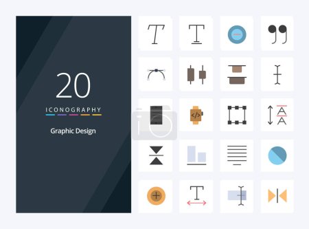 Illustration for 20 Design Flat Color icon for presentation - Royalty Free Image