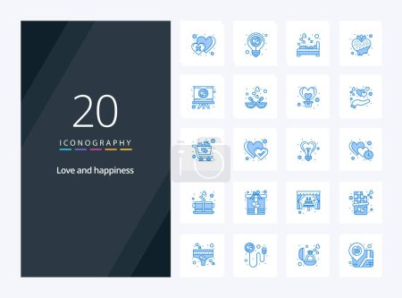 Téléchargez les illustrations : 20 Love Blue icône de couleur pour la présentation - en licence libre de droit