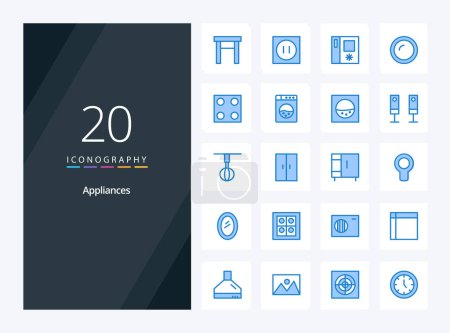 Illustration for 20 Appliances Blue Color icon for presentation - Royalty Free Image