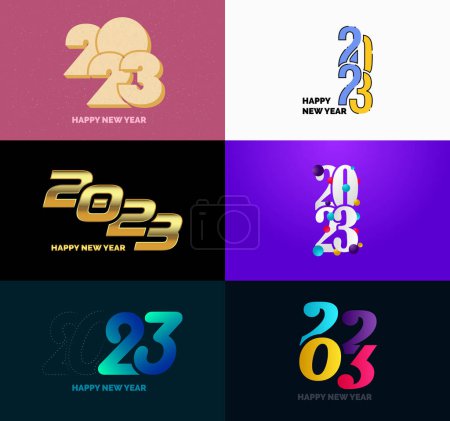 Photo for Big Set of 2023 Happy New Year logo text design 2023 number design template - Royalty Free Image