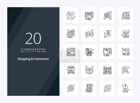 Illustration for 20 Shopping And Commerce Outline icon for presentation - Royalty Free Image