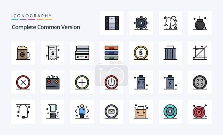 Illustration for 25 Complete Common Version Line Filled Style icon pack - Royalty Free Image