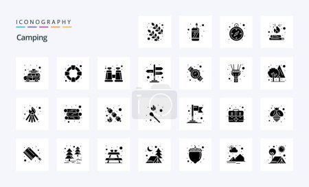 Illustration for 25 Camping Solid Glyph icon pack - Royalty Free Image