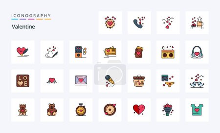 Ilustración de 25 línea de San Valentín relleno icono de estilo pack - Imagen libre de derechos