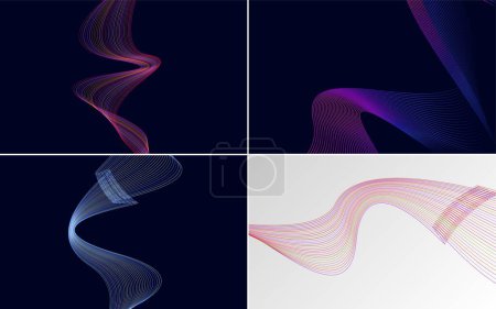 Illustration for Our pack of 4 vector backgrounds includes geometric and wave patterns - Royalty Free Image