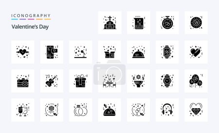 Illustration for 25 Valentines Day Solid Glyph icon pack - Royalty Free Image