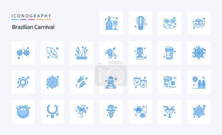 Illustration for 25 Brazilian Carnival Blue icon pack - Royalty Free Image