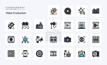 Illustration for 25 Video Production Line Filled Style icon pack - Royalty Free Image