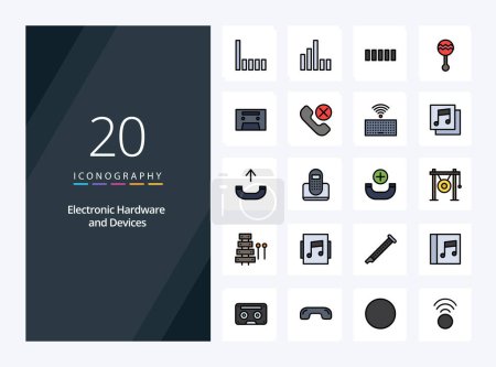 Ilustración de Línea de 20 dispositivos Icono rellenado para presentación - Imagen libre de derechos