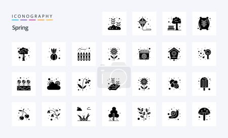 Téléchargez les illustrations : Pack d'icônes Glyphe Solide 25 Printemps - en licence libre de droit