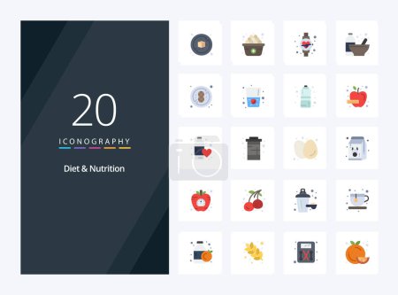 Illustration for 20 Diet And Nutrition Flat Color icon for presentation - Royalty Free Image