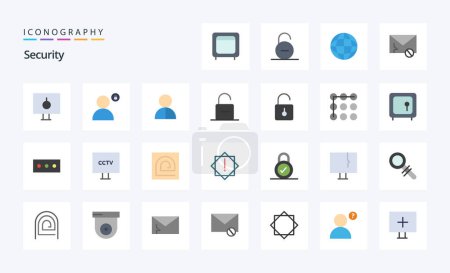 Ilustración de 25 Seguridad Paquete de iconos de color plano - Imagen libre de derechos