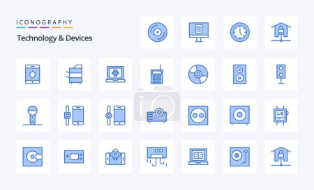Illustration for 25 Devices Blue icon pack - Royalty Free Image