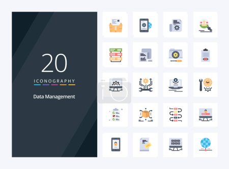 Ilustración de 20 Icono de color plano de gestión de datos para presentación - Imagen libre de derechos