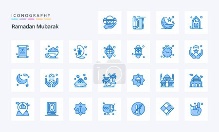 Téléchargez les illustrations : Pack de 25 icônes Ramadan Blue - en licence libre de droit