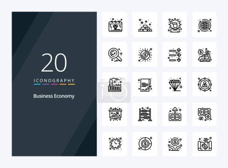 Illustration for 20 Economy Outline icon for presentation - Royalty Free Image