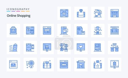 Illustration for 25 Online Shopping Blue icon pack - Royalty Free Image