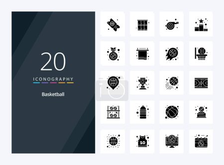 Téléchargez les illustrations : 20 icône de glyphe solide de basket-ball pour la présentation - en licence libre de droit