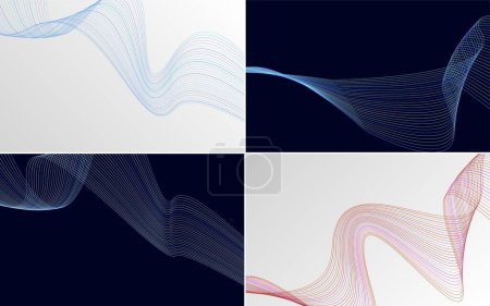 Ilustración de Paquete de fondo de vector abstracto de curva de onda moderna para un diseño vibrante y animado - Imagen libre de derechos