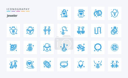 Illustration for 25 Jewellery Blue icon pack - Royalty Free Image
