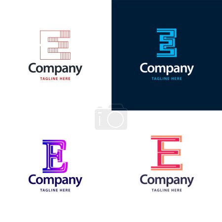 Téléchargez les illustrations : Lettre E Big Logo Pack Design Creative Design de logos modernes pour votre entreprise - en licence libre de droit