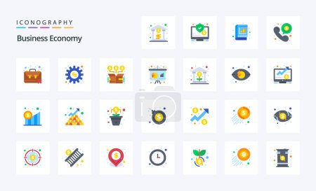 Ilustración de 25 Economía Paquete icono de color plano - Imagen libre de derechos