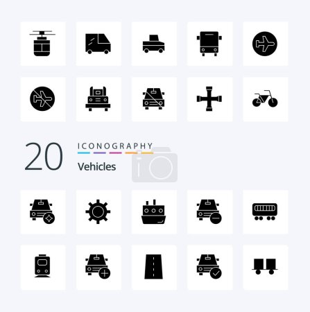 Ilustración de 20 Vehículos Solid Glyph icono Pack como vehículos menos barco eliminar el transporte - Imagen libre de derechos