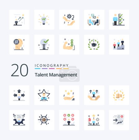 Illustration for 20 Talent Management Flat Color icon Pack like man user student gift star - Royalty Free Image