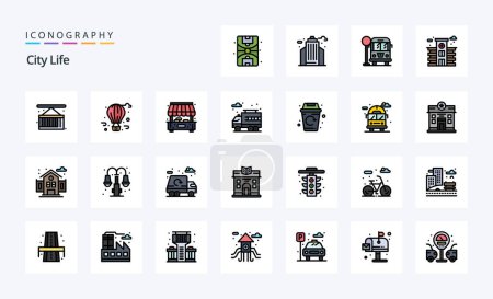 Illustration for 25 City Life Line Filled Style icon pack - Royalty Free Image