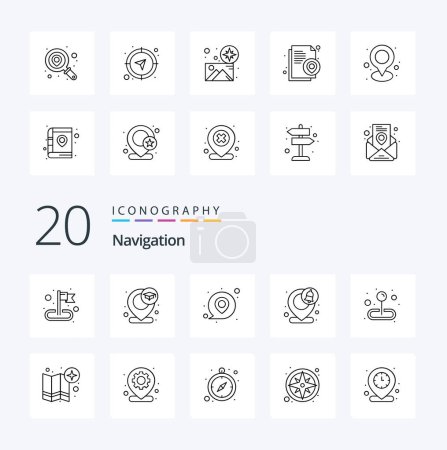 Illustration for 20 Navigation Line icon Pack like pin location location pin location - Royalty Free Image