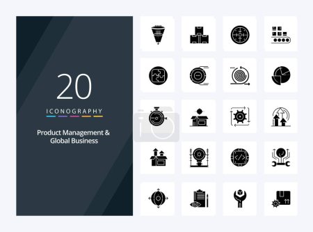 Téléchargez les illustrations : 20 Icône Glyphe solide de gestion de produits et d'affaires mondiales pour la présentation - en licence libre de droit