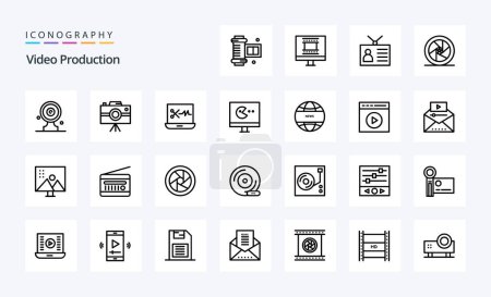 Illustration for 25 Video Production Line icon pack - Royalty Free Image