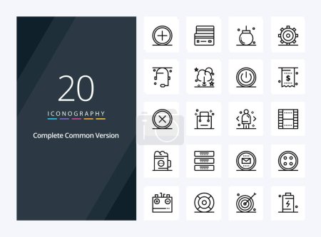 Illustration for 20 Complete Common Version Outline icon for presentation - Royalty Free Image