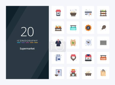 Ilustración de 20 icono de color plano de supermercado para la presentación - Imagen libre de derechos
