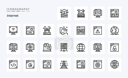 Ilustración de 25 Paquete de iconos de Internet Line - Imagen libre de derechos