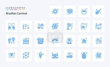 Téléchargez les illustrations : Pack icône bleu carnaval brésilien 25 - en licence libre de droit