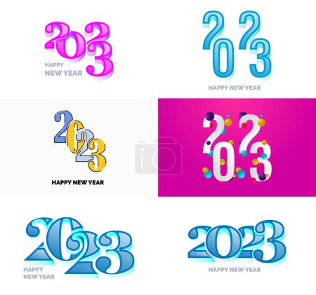 Illustration for Big Set of 2023 Happy New Year logo text design 2023 number design template - Royalty Free Image