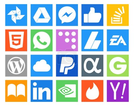 Ilustración de 20 Paquete de iconos de redes sociales Incluyendo cms. Deportes. html. ea. anuncios - Imagen libre de derechos