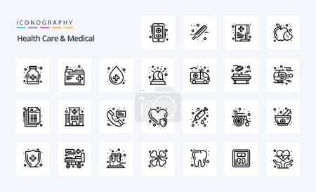 Illustration for 25 Health Care And Medical Line icon pack - Royalty Free Image