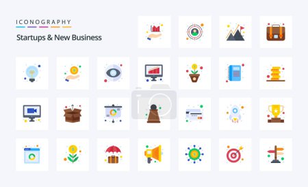 Illustration for 25 Startups And New Business Flat color icon pack - Royalty Free Image