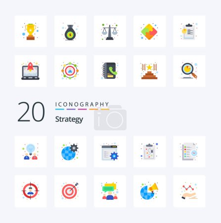 Illustration for 20 Strategy Flat Color icon Pack like task list browser business management - Royalty Free Image