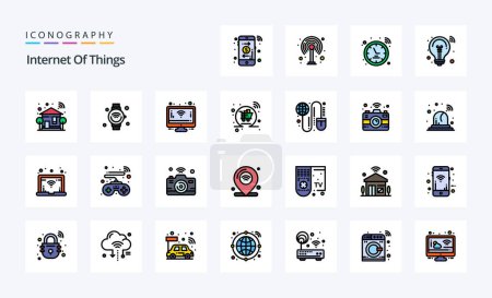 Illustration for 25 Internet Of Things Line Filled Style icon pack - Royalty Free Image