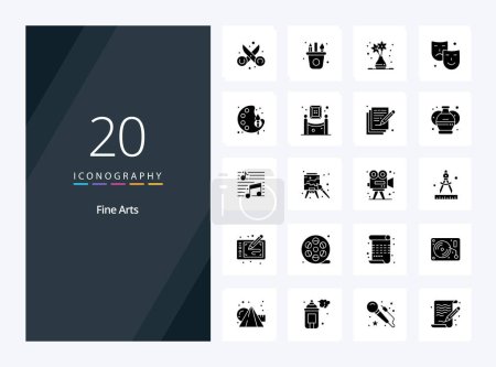 Téléchargez les illustrations : 20 Beaux-Arts Solid Glyph icône pour la présentation - en licence libre de droit