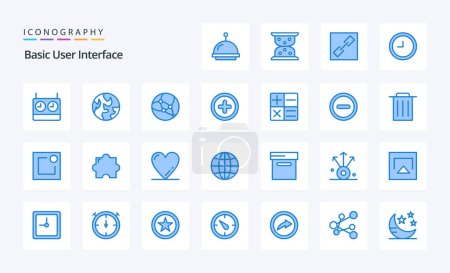 Illustration for 25 Basic Blue icon pack - Royalty Free Image