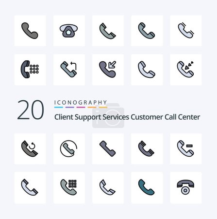 Illustration for 20 Call Line Filled Color icon Pack like incoming delete mobile contact ui - Royalty Free Image