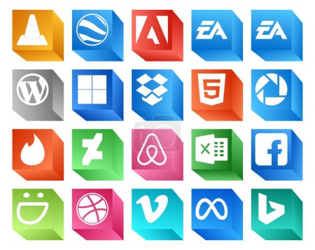 Téléchargez les illustrations : 20 Pack d'icônes pour les médias sociaux incluant Excel. deviantart. wordpress. amadou. html - en licence libre de droit